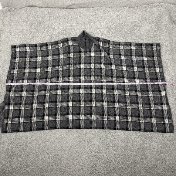 Theory Poncho Womens Petite Small Plaid Grey Wool Knit Florencia Oversized - Picture 9 of 13